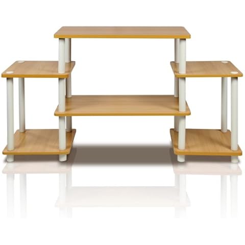 Furinno Turn-N-Tube No Tools Entertainment Center, TV Unit, TV Stands, Beech/White Cover