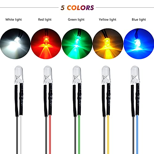 100 Pezzi 5mm 12V LED Diodi ad Emissione, Supporto...