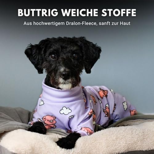 Spark Paws Hundepyjama, ultraweich und 4-Wege-Stretch, Erholungsanzug nach Operation, Schlafanzug Onesie für Kleine, Mittlere und Große Hunde, When Pigs Fly, XL