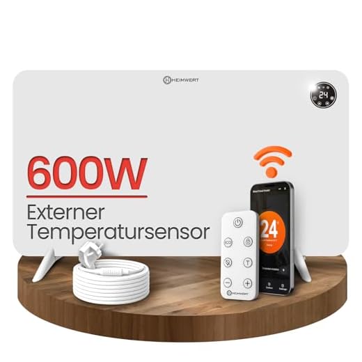 HEIMWERT Infrarot Wandheizung 450W - Sofort Wohlfühlwärme - Senkt Heizkosten enorm - Luxusausstattung mit Thermostat + App - Langlebig, Geräuschlos - 2in1 Wandmontage und Standgerät (Watt 450)