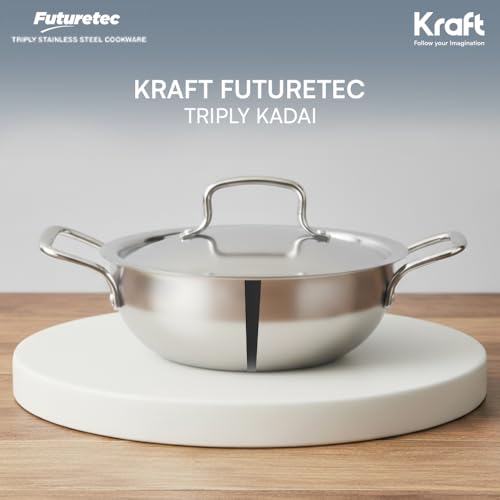 Kraft Futuretec Triply Stainless Steel Kadai with Lid - 1.1 Litre, 18 cm | 2.5 mm Thick Extra Deep Kadhai for Frying | Even Heating, Fast & Healthy... - Image 6