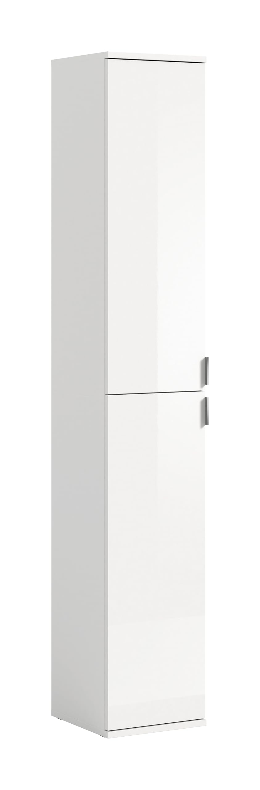 xonox.home - Hochschrank Projekt X 30x193x34 cm in weiß und weiß Hochglanz - Flurschrank Möbelstück Garderobenschrank - modern platzsparend und funktional einfache Montage