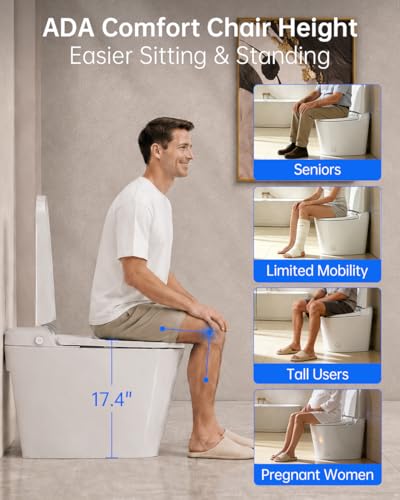 Image of EPLO Smart Toilet Bidet with Tank Built In,Auto Open Close Lid,ADA Comfort Height,Dual Auto Flush,1000 Gram MaP Flushing Score,Heated seat,Modern Elongated One Piece Bidet Toilets Combo U8PRO