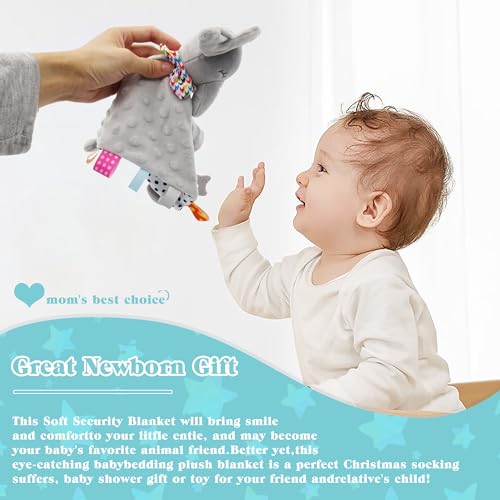 Image of Elephant Baby Lovey for Unisex Newborn Baby Security Blanket for Boys and Girls,Soft Lovie Baby Gifts Multi-Purpose Stuff Snuggle Toy,Elephant Stuffed Animal Grey