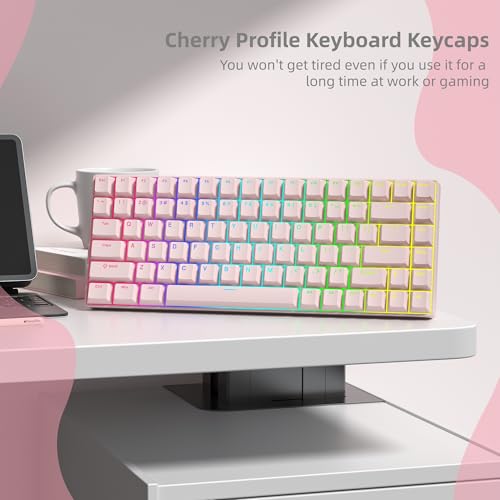 Image of Womier PBT Shine Through Keycaps, Cherry Profile Pink Keyboard Key caps