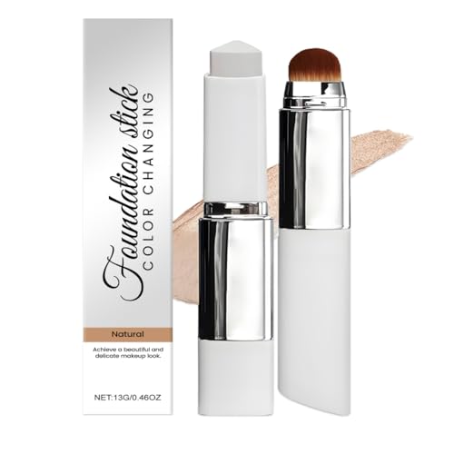 HAPZUR Barra Base Maquillaje Que Cambia Color, 1 unidad, Barra de Base con Cobertura de Media a Completa, Barra de Crema Correctora con Pincel, Apto para Todo Tipo de Piel