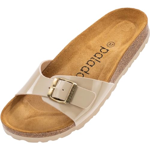 Palado Damen Pantoletten Malta - extra bequeme Sandalen - modische Hausschuhe mit Natur Kork - Made in EU - Sandaletten ...