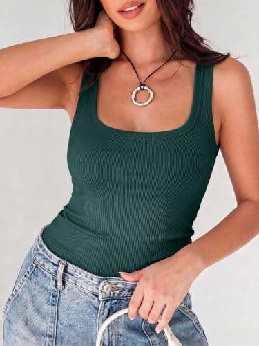 Image of ANRABESS Womens Square Neck Ribbed Tank Tops 2026 Summer Sleeveless Shirts