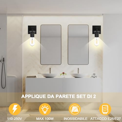 Lampada da Parete Interna Industriale, 2 Pezzi