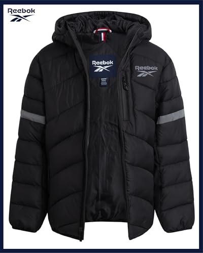 Image of Reebok Boys Puffer Jacket - Heavyweight Quilted Wind & Water Resistant Boys Winter Coat - Insulated Bubble Kids Winter Jacket