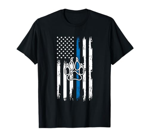 Police Flag With K9 Dog Paw Print T-Shirt