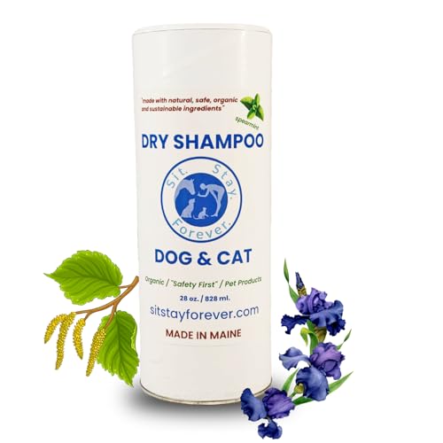 Sit. Stay. Forever. Dry Shampoo for Dogs & Cats &ndash; Organic Dry Bath Powder, Talco para Perros,...