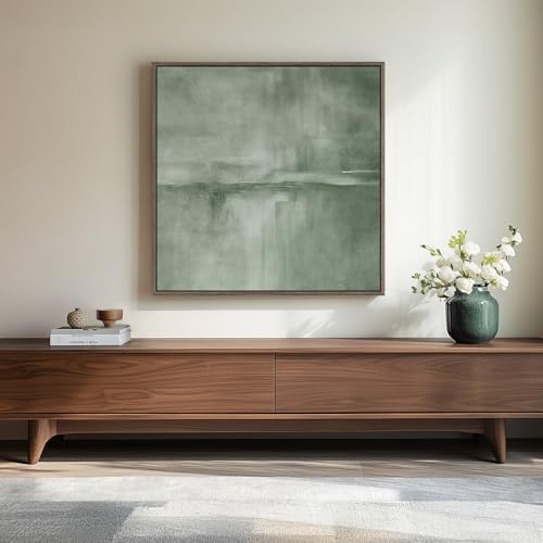 Framed Sage Green Abstract Wall Art, Modern Canvas Prints Artwork