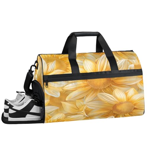 Gym Bag for Men & Women with Shoe & Wet Compartment - Duffel Bags for Travel, Sports, Fitness,Workout Yellow Sunflowers Yellow Sports Bag
