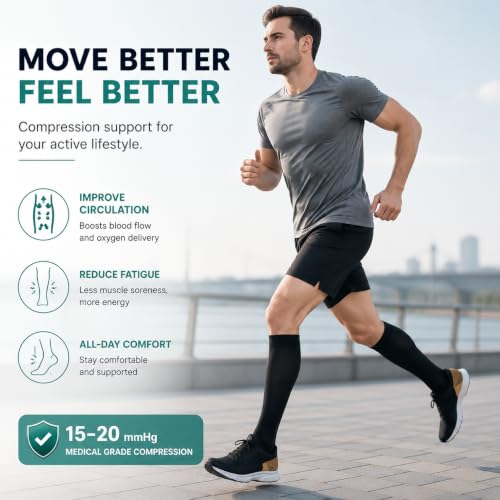 Image of 8 Pairs Compression Socks Women Men 15-20mmHg Knee High Support Circulation