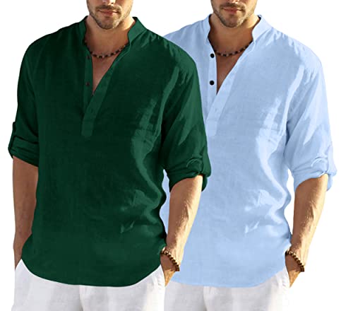 Image of Combo of Men's Regular Fit Cotton Blend Casual Kurta (Pack of 3)