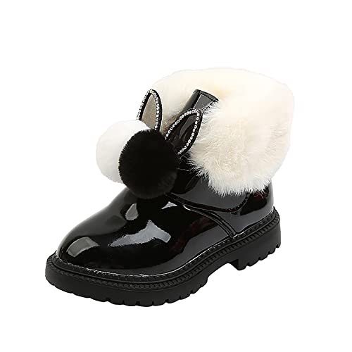 Generisch Niños 24 y zapatos cómodos princesa zapatos bolas de pelo botas de algodón botas de nieve zapatos suaves sandalias de aprendizaje, Negro , 22 EU