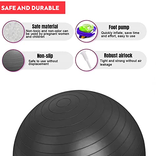 Image of FirstFit Extra Exercise Thick Yoga Ball, Fitness and Stability Ball to Improve Posture, Balance, Yoga, Pilates, Core, Fitness Exercise Training Balance Yoga Class Core (65CM,Black)