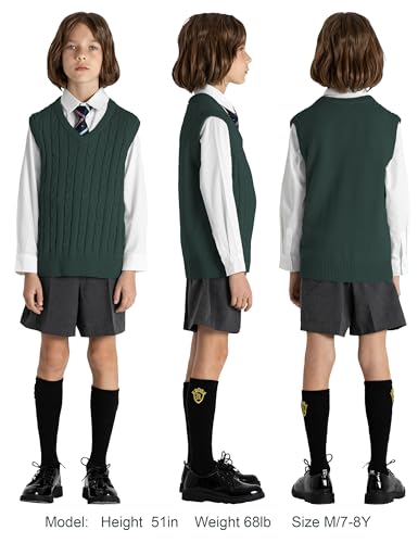 BOBOYOYO Boys Sweater Vest Unisex Cable Knit 100% Cotton Toddler Uniform Vest for Little Big Childrens Kids Teenage Girls3