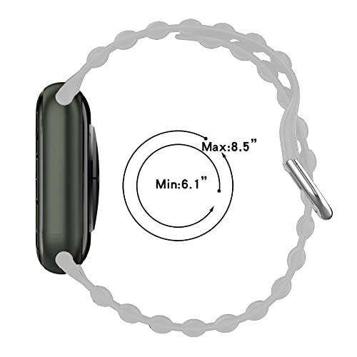 Image of TECHONTO 42mm,44mm & 45mm Tubular & Wavy design Soft Silicone Smart Watch Strap Compatible for Watch Series SE 8 7 6 5 4 3 2 with Classic Clasp for for Men & Women (Grey)