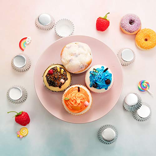 Image of Sumind 400 Pcs Mini Foil Cupcake Liners Holiday Baking Cups,Silver
