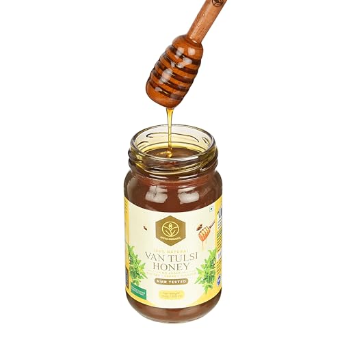 Image of Shiva Organic Raw Van Tulsi Flower Honey 250g | 100% Pure NMR Tested | Raw and Unprocessed