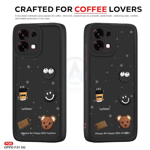 Image of AESTMO Back Case Cover for Oppo F31 / F33 5G Cover | Cute Fun Cartoon 3D Ball | Coffee Silicone Case | Full Body Protection | Camera Protection Back Oppo F31 / F33 5G (Black)