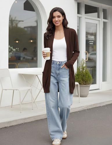 Image of GRACE KARIN Long Cardigan for Women Lightweight Open Front with Pockets | Oversized Cardigan Sweaters for Women, Soft Knit, Casual Fall Clothes, Layering Piece for Fall, Winter & Office Wear