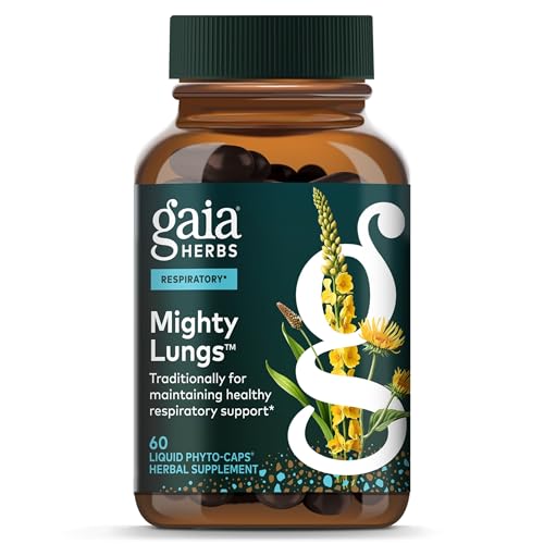 Gaia Herbs Mighty Lungs - Lung Support Supplement with Herbs Traditionally Used to Help Maintain Respiratory Health* - 60 Vegan Liquid Phyto-Caps (60 Servings)