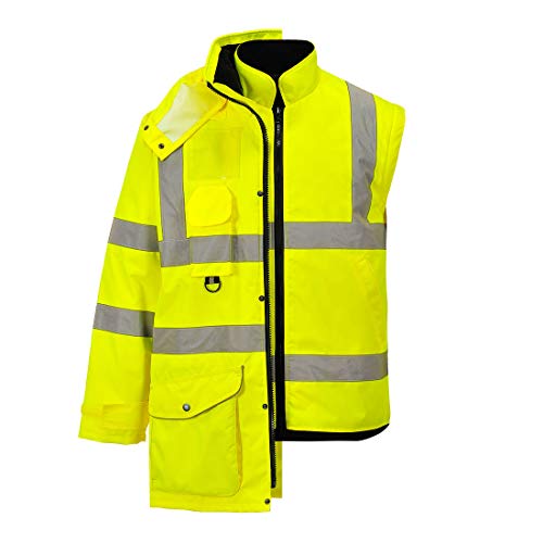 Portwest US427 Hi-Vis Waterproof 7-in-1 Traffic Safety Jacket Yellow, Large2