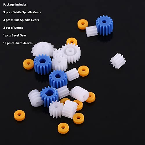 Walfront 26Pcs Plastic Spindle Worm Gear Set Assorted Plastic Shaft For Aircraft Car Model Diy Robot Gear Kit White Blue Spindle Gears 2Mm/2.3Mm/3Mm/3.17Mm/4Mm #TOP1