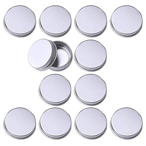 ZHIYE Aluminium Screw Pots, 12 pieces 15ml Tin Balm, Cosmetic Make Up Jar Round Cream Containers, Silver Color Cover