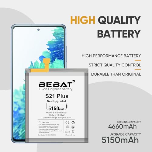 Image of Replacement Battery for Samsung Galaxy S21 Plus,5150mAh High Capacity Battery for Samsung Galaxy S21+ 5G SM-G996 with Tool Kits,EB-BG996ABY