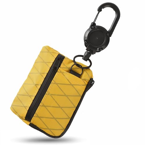 Shoebill Compact Outdoor Wallet with ID Window & Carabiner Lanyard – X-PAC, Water Repellent, Zippered, Lightweight(Yellow)