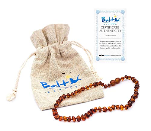 Baltic Amber Necklace (Unisex) Cognac - Anti Inflammatory, Pain Reduce Properties - Natural