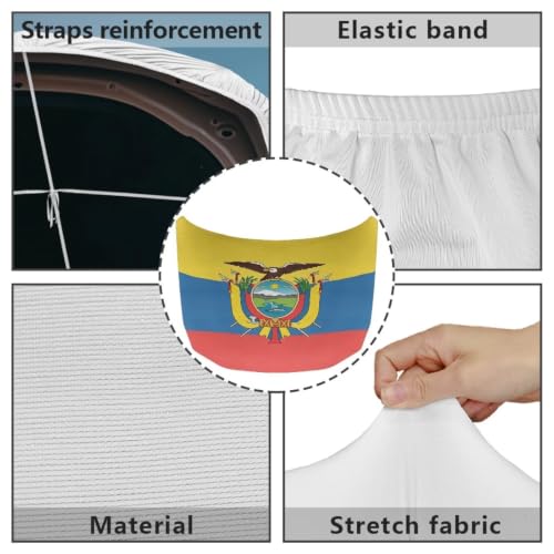 Image of Ecuador Independence Day Car Hood Cover Ecuador Flag Car Hood Protector Waterproof Universal Automotive Exterior Accessories Patriotic Decorations for Compact Vehicles Sedans Trucks SUVs