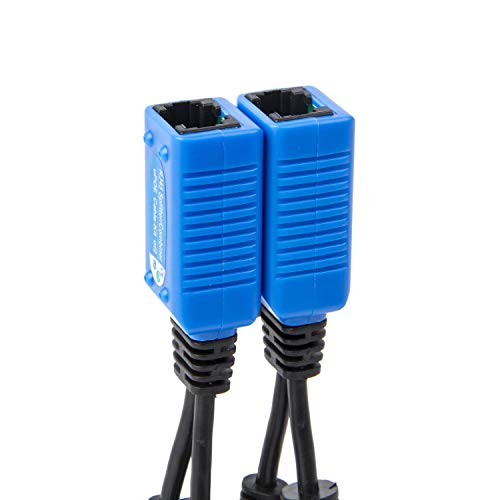 Kit combinador/divisor de cable Ethernet RJ45 2 en 1 (2 cámaras sobre 1 cable) Cat5e PoE para transmisión de datos y energía para sistema de cámaras de seguridad NVR con 4 puertos miniatura 3