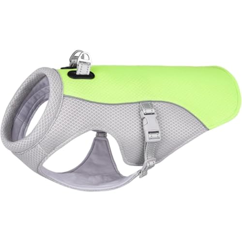 Vzqr 犬用クールベスト 夏用 ひんやり冷感 犬服 通気性 軽量 熱中症対策 UVカット 小型犬/中型犬向け お散歩・お出かけに最適 ブルー L (M,グリーン)