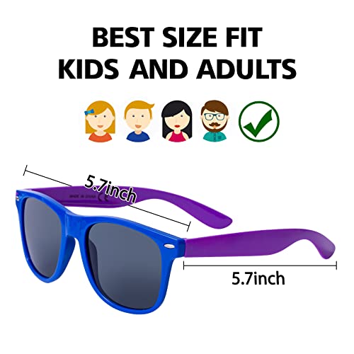 24 Pack 12 Colors Neon Sunglasses Party Favors 80’s Retro Style Sun Glasses for Beach Pool,Carnival,Party Favors,Birthday Party,Bulk Pack Sunglasses for Adults And Kids3