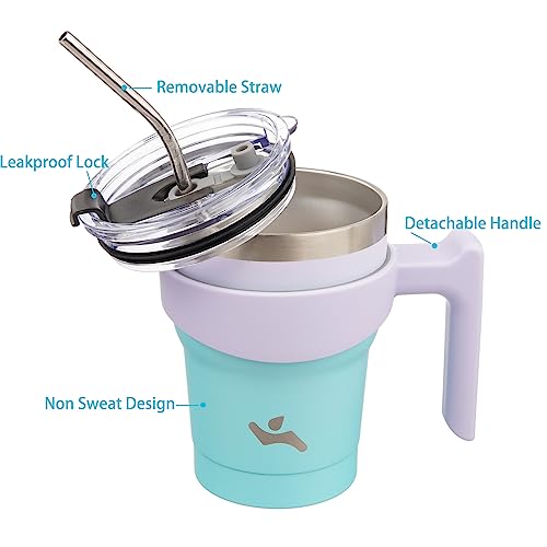 Image of Konokyo 10 oz Tumbler with Handle and Straw, Insulated Travel Mug