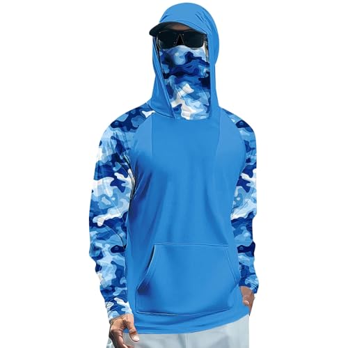 Chemises à capuche avec protection solaire homme camouflage respirant