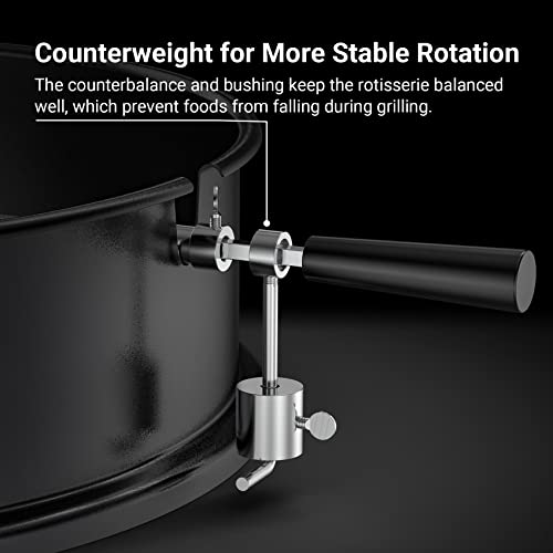 onlyfire Universal High-Temp Resistance Black Coated Steel Charcoal Kettle Rotisserie Ring Kit for Weber 2290 and Other Models