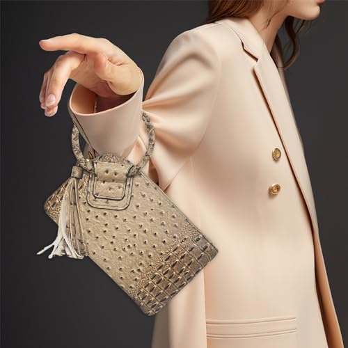 Image of NGIL Faux Leather Mini Wristlet Purse | Women's Handbag, Fashion Wristlet Wallet, Compact Everyday Purse with Fringe Tassel