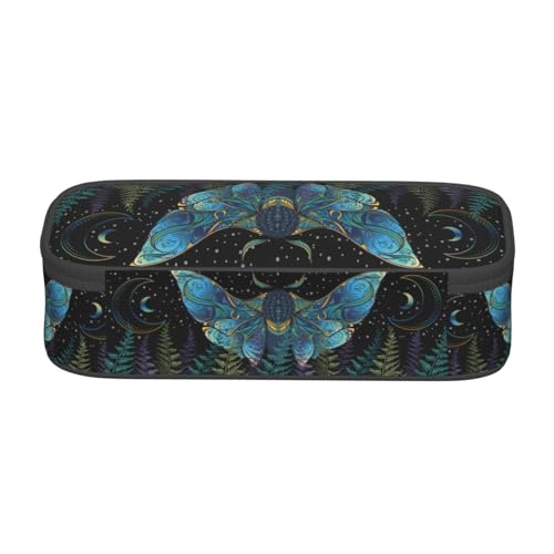Image of Mystical Moth Psychedelic Moon Large Pencil Case, Pencil Pouch With Zipper Compartments Stationery Pencil Bag For Kids Teens Students School Supplies