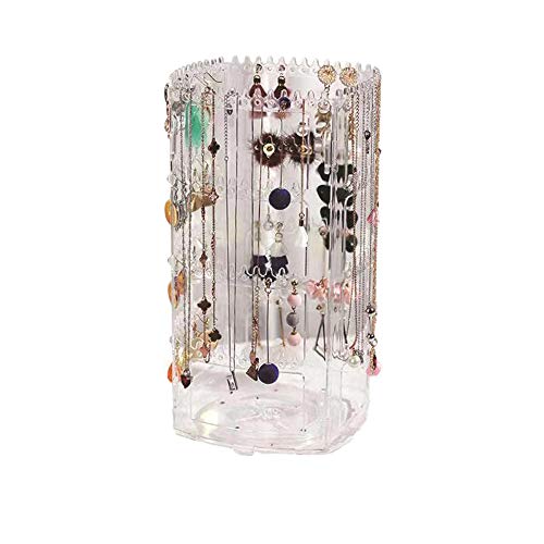 SUNGFINE Soporte giratorio de 360 grados para pendientes y organizador de joyas, soporte para exhibición de joyas, para pendientes, pulseras, collares (transparente)