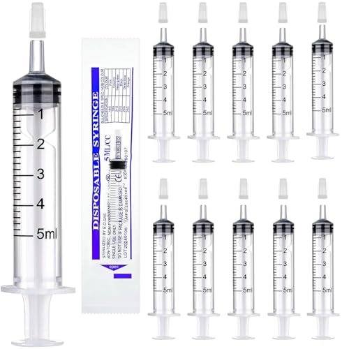 15 Pcs 5ml Syringe Plastic Syringes with Caps 5 ml Syringes Without Needle Sterile Individual Package for Feeding Pets Scientific Labs Experiment Refilling and Measuring Liquids