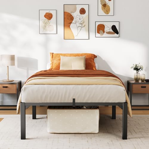 Image of GarveeLife 14 in Twin Heavy Duty Metal Bed Frame with Under-Bed Storage, Noise-Free Mattress Foundation, No Box Spring Needed, Easy Assembly, Strong Weight Capacity