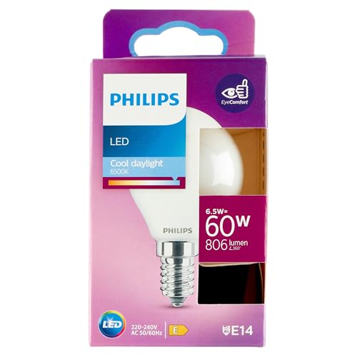PHILIPS Bombilla esferica led e14 6,5w 806lm 6.500k luz Fria 8718699762919
