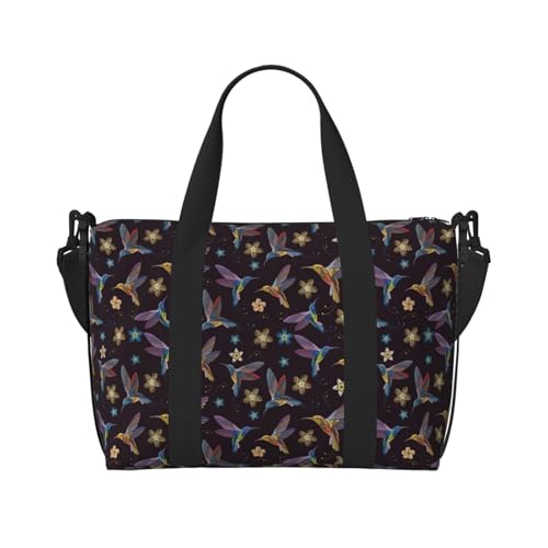 Flower Hummingbirds Embroidery print Handbag Oxford shoulder bag casual shoulder bag weekend bag large capacity storage bag