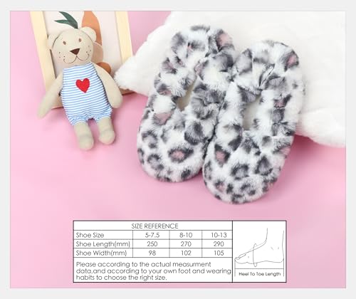Image of DICUIRD Womens Cozy&Warm Soft Sole Slipper Socks with Grippers-Girls Teddy Fleece Indoor Slipper with Non-skid Bottoms
